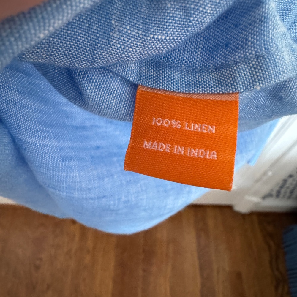 Oliphant Light Blue Tiered linen Maxi Dress with Flutter Sleeves like new. - Picture 4 of 5